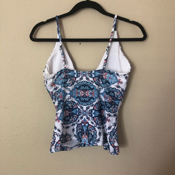 Becca Swim Naples Front Tie Keyhole Tankini Top - Picture 2 of 5